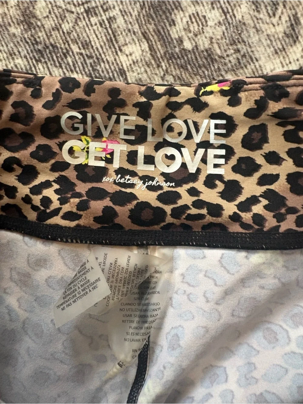 Betsey Johnson Leopard Print Active Leggings with Floral Accents